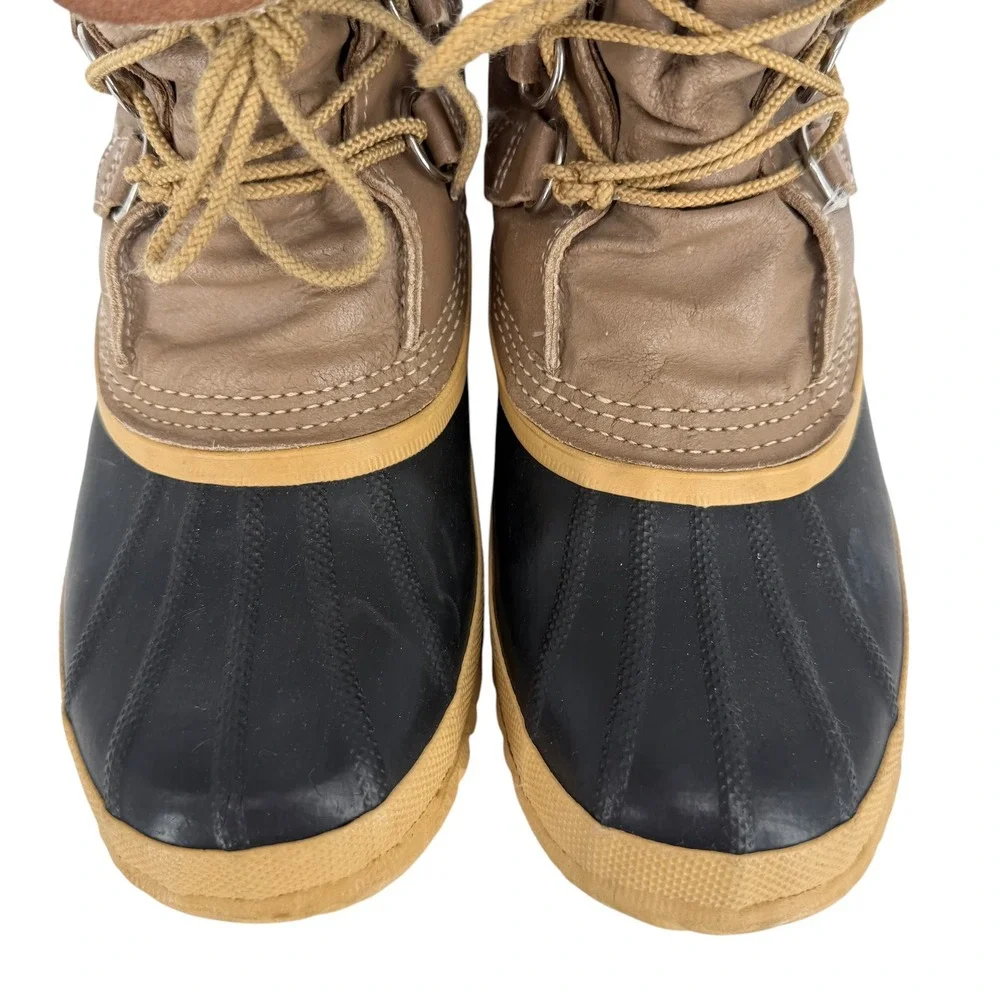 Sorel Winter Duck Boots Women 8-8.5  Tan Leather Waterproof Vintage Canada